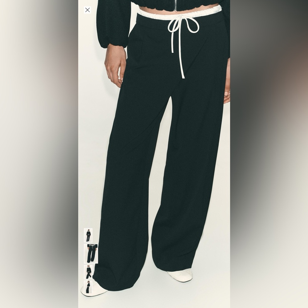 Zara double waist wide leg pant gray